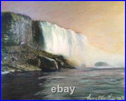 Niagara Falls, 14x12, Original Mixed Media Painting, Signed Art Artist Framed