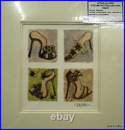 Nicky Belton Original Matted Mixed Media Never Enough Shoes, High Heels