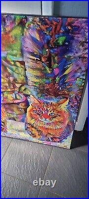Nik Tod Mixed Media painting on canvas large. Colourful Cats Walking