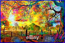 Nik Tod Original Painting Large Signed Art Amazing Colorful Amazing The Old Tree