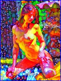 Nik Tod Original Painting Large Signed Art Modern Textured Nude Naked Sexy Girl