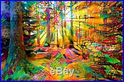 Nik Tod Original Painting Large Signed Art Rare Gift Sun Rays In The Forest 3 Uk