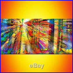 Nik Tod Original Painting Large Signed Art Stunning Sun Rays With Colorful Trees