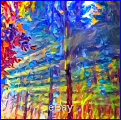 Nik Tod Original Painting Large Signed Art Texture Colorful Sunrise In Forest Uk
