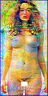 Nik Tod Original Painting Large Signed Art Textured Beautiful Naked Woman Body