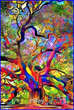 Nik Tod Original Painting Large Signed Art Textured Colorful Abstract Tree 7 Uk