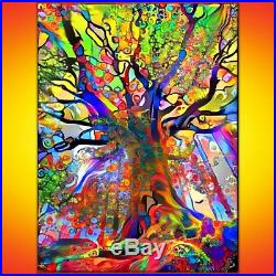 Nik Tod Original Painting Large Signed Art Textured Colors Colorful Jungle Tree