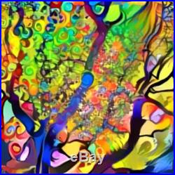 Nik Tod Original Painting Large Signed Art Textured Colors Colorful Jungle Tree