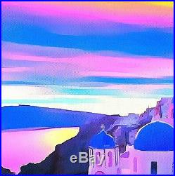 Nik Tod Original Painting Large Signed Art Textured Sunset In Santorini Greece