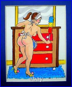 Nude Maid Dusting IMPRESSIONIST NORTHERN PAINTING & Mount JOHN GARBETT 8 X 10