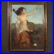 Nude woman oil on canvas painting antique gypsy donkey artwork 19th century 800