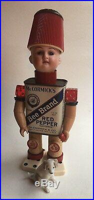 OOAK Assemblage ART DOLL Vintage Mixed Media Antique German Head Named PEPPER