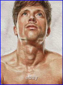 ORIGINAL Artwork Male Drawing Painting Gay Interest MCicconneT BARELY AGREED