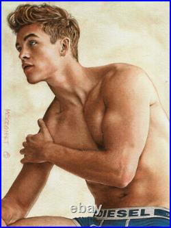 ORIGINAL Artwork Male Drawing Painting Gay Interest MCicconneT LESSER POINT