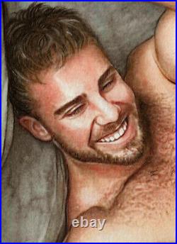 ORIGINAL Artwork Male Drawing Painting Gay Interest MCicconneT STEP BY STEP