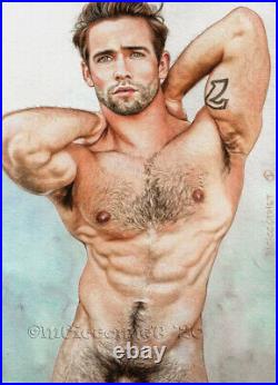 ORIGINAL Artwork Male Drawing Painting Gay Interest MCicconneT UNJUSTIFIED
