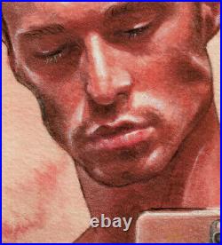 ORIGINAL Artwork Male Nude Drawing Painting Gay Interest MCicconneT MOVED ON