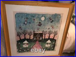 ORIGINAL FRAMED WATERCOLOUR COLLAGE OF'THE MAGIC CAKE SHOP' BY Lucy Loveheart