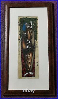 Original 1993 signed portrait mixed media