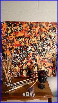 Original Abstract Expressionism Painting Modern Art Mixed Media Signed Artwork