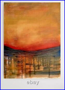 Original Abstract painting, orange, blue contemporary, Statement, sale