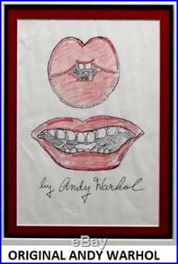 Original Andy Warhol Drawing Lips Circa 1960 Mixed Media On Paper