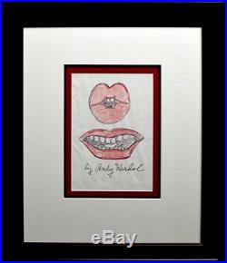 Original Andy Warhol Drawing Lips Circa 1960 Mixed Media On Paper