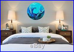 Original Art Acrylic Painting Abstract Resin Ocean Wave 60cm round board