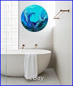 Original Art Acrylic Painting Abstract Resin Ocean Wave 60cm round board