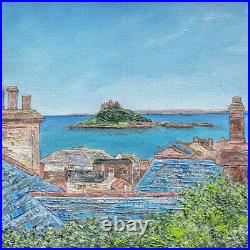 Original Art Over the Rooftops St Michael's Mount Cornwall Cornish painting