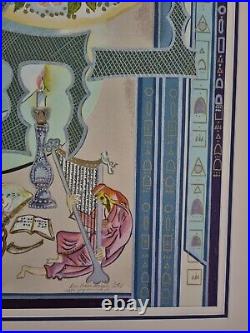 Original Ben AvraHam Nhamani jewish hebrew sign mixed media painting size 33x26