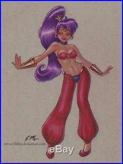 Original Color Mixed Media Drawing Sketch Art Pin-Up Commission by Eric Matos/EM