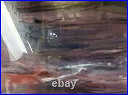 Original Framed Abstract Mixed Media Art Painting Untitled Kearns Red Stormy