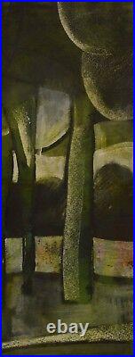 Original Geoffrey Key Night time Trees Mixed Media on Paper Art/Painting