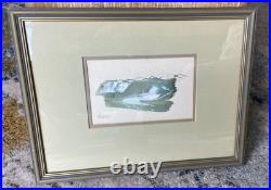 Original Gino Hollander signed mixed media landscape lake, river mountain framed