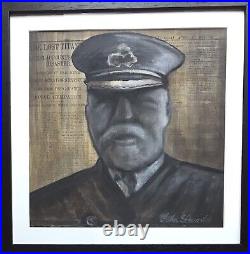 Original Irish Art Mixed Media Painting Captain Smith RMS Titanic John Stewart