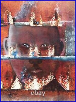 Original Irish Modern Art Abstract Painting On Board Painting Of Face Bryan Law