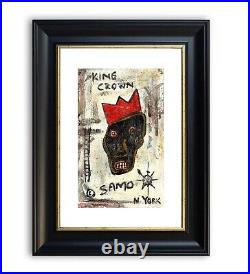Original Jean-Michel Basquiat Hand Painted Neo Expressionist on 80s NY postcard