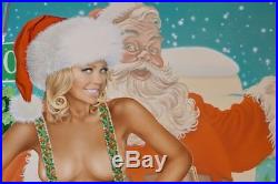 Original Koufay Pin Up Painting Art Pinup Nude Female Woman Santa's Helper Cutie