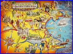 Original Mixed Media Painting Illustrated Map of Torbay Commission for Postcard