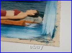 Original Mixed Media Painting On Canvas (girl In Red Bikini Ii) 19 X 25 Unframed
