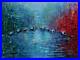 Original Mixed Media Textured Landscape signed by Nalan Laluk, Across the Lake