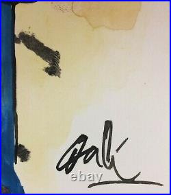 Original Salvador Dali Hand Drawn & Signed Self Portrait Mixed Media