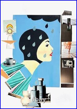 Original collage modernist art on paper hand-assembled by artist mixed media