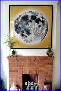 Original mixed media Moon painting La luna Acrylic and silver leaf