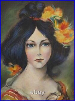 Original mixed media painting, Josephine, Female Portrait, Artist Chernyi