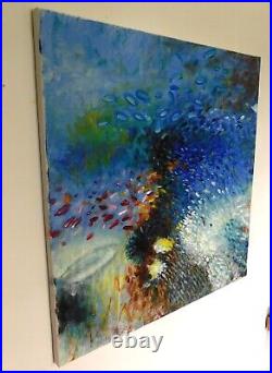 Original oil, mixed media painting signed by Nalan Laluk On the Reef