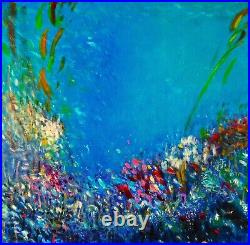 Original oil, mixed media painting signed by Nalan Laluk On the Reef, 4