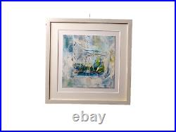Original painting abstract mixed media square frame
