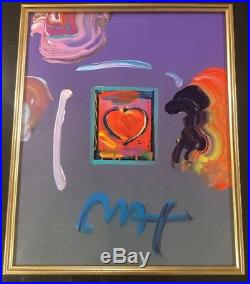 PETER MAX HEART SERIES 2013 VERSION 1 MIXEDMEDIA Original Acrylic Painting $2400